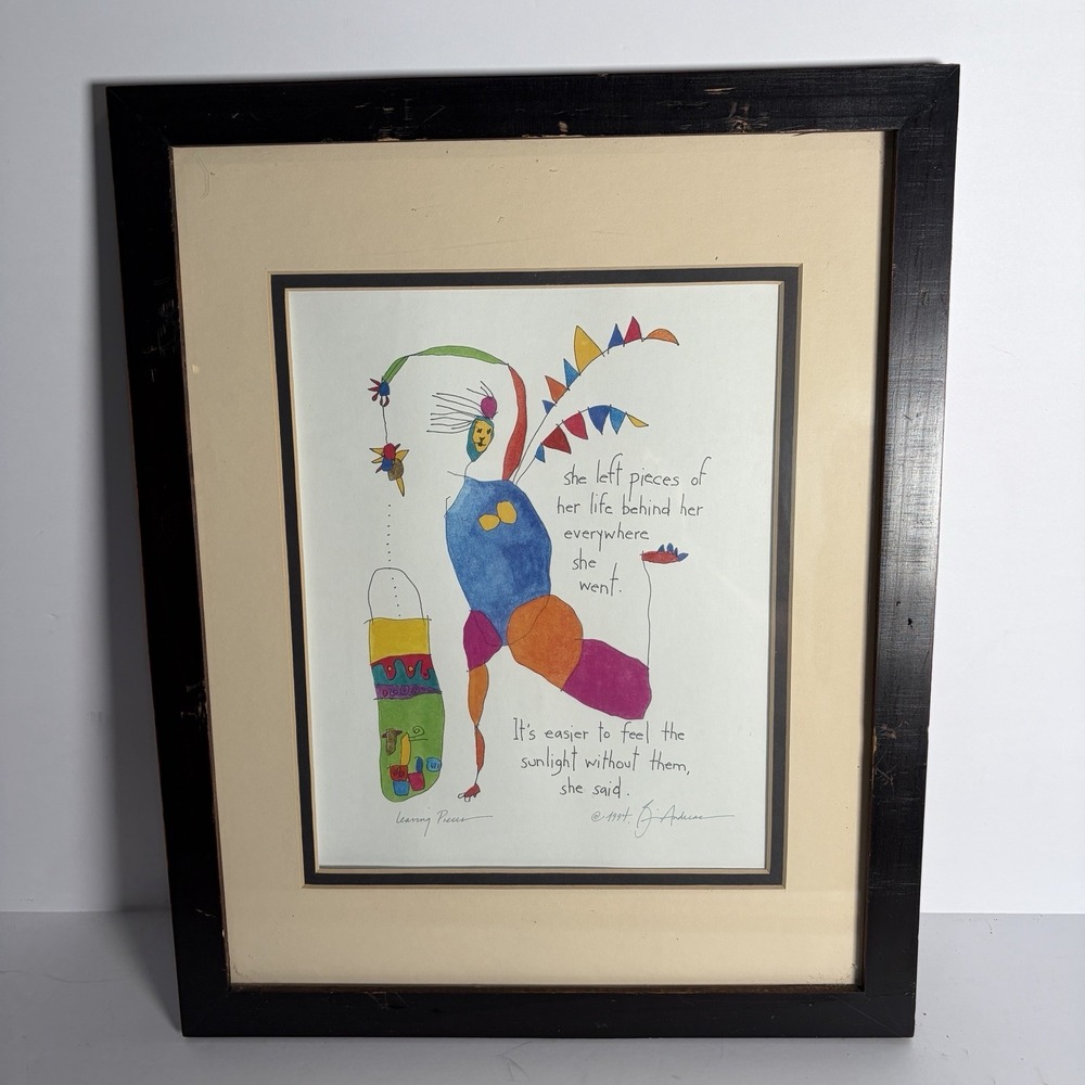 VTG Story People Brian Andreas 1994 Leaving Pieces Matted Print Framed
